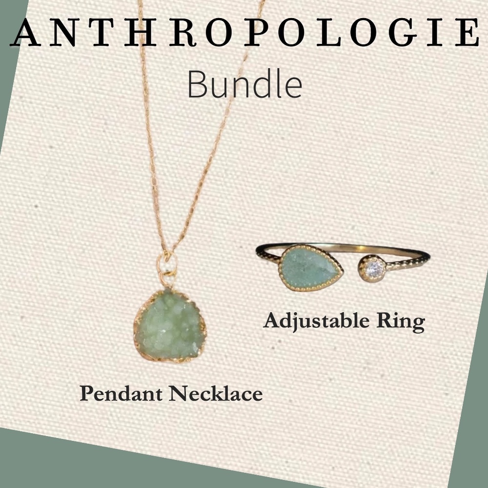 ANTHROPOLOGIE – gold-tone necklace and ring bundle - NWOT